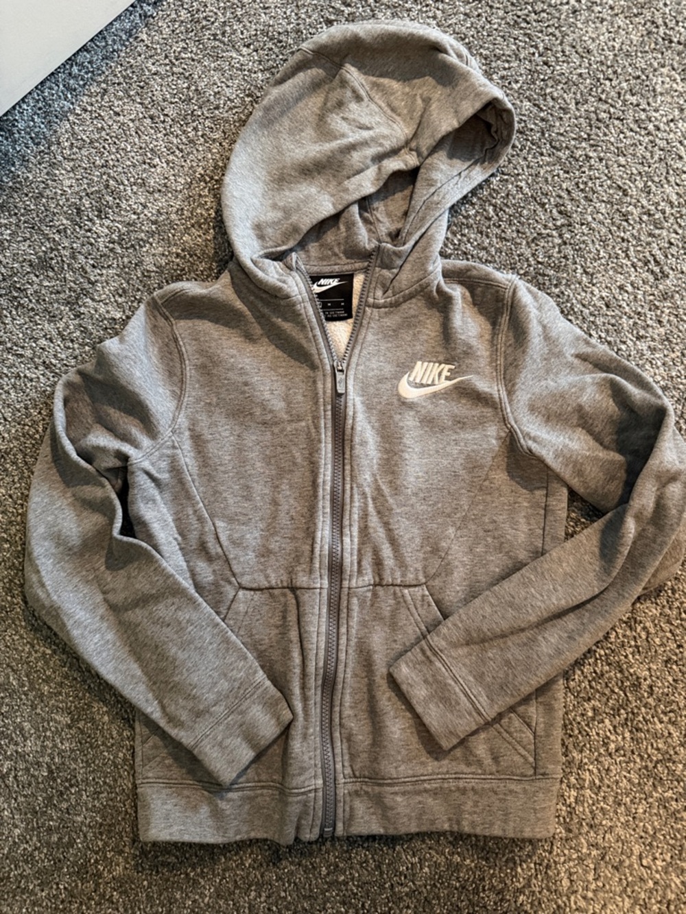Nike youth MEDIUM Gray/White Full-Zip Hooded Sweatshirt